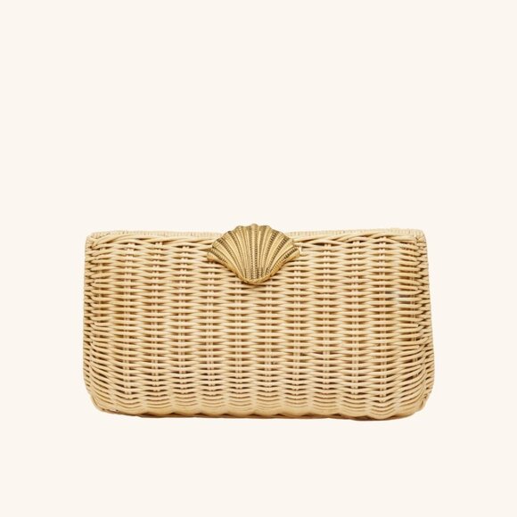 Poolside Handbags - Poolside The Classica Clutch in Natural rattan hard case shoulder purse bag